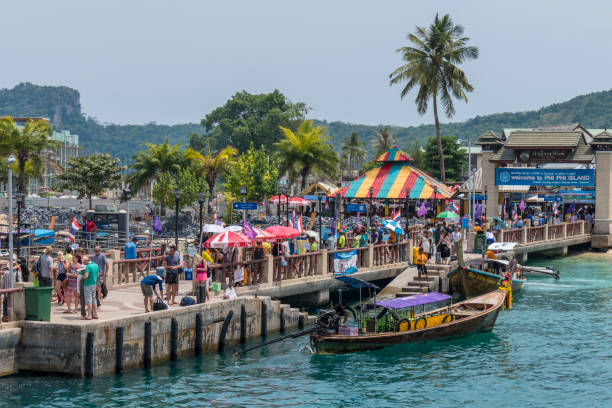 Phi Phi Island, Thailand Phi Phi Islands, Port in the Ton Sai Bay, Andaman Sea, Thailand, Asia ao ton sai stock pictures, royalty-free photos & images