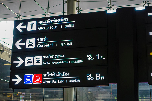 Navigation signs that can be seen along Public places such as airport, train station