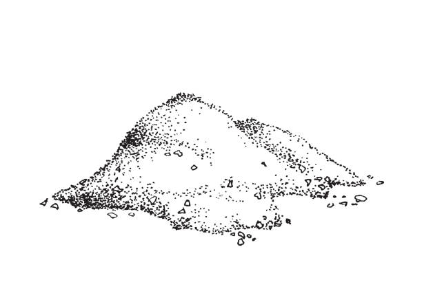 Pile of finely ground sea salt, engraving vector illustration isolated. Pile of finely ground sea salt, hand drawn engraving vector illustration isolated on white background. Sea salt heap in etched style for packaging prints. powder mountain stock illustrations