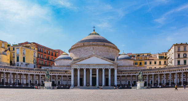 San Francesco di Paola Church and Piazza del Plebiscito stock photo