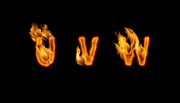 Guy Fawkes' Night greeting card or poster with flaming fiery text on dark background with explosive sparks and burning embers