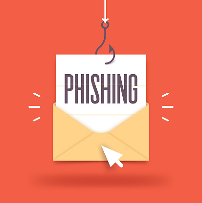 Phishing email hacking internet fraud illustration concept.