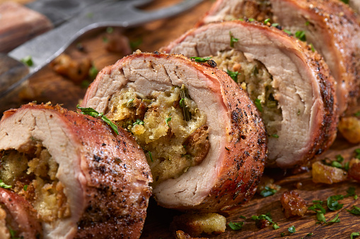 Pork Tenderloin Rolled up With Herb Stuffing