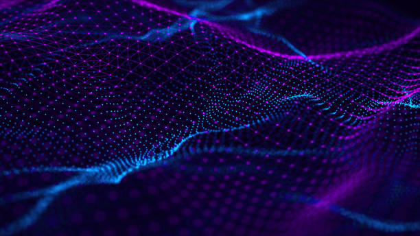 istock Abstract wave with moving dots. Flow of particles. Cyber technology illustration. 3d rendering 1327527992