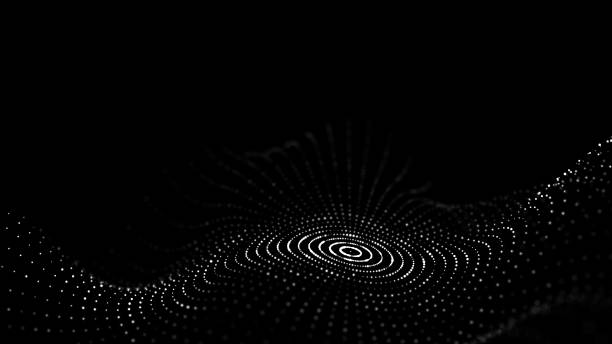 istock Abstract wave with moving dots. Flow of particles. Cyber technology illustration. 3d rendering 1327528032
