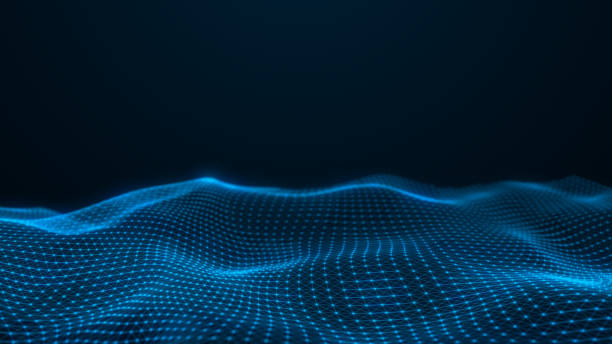 istock Abstract flowing smooth Plexus fractal waves background. Grid, mesh of dots and lines. 1327530106