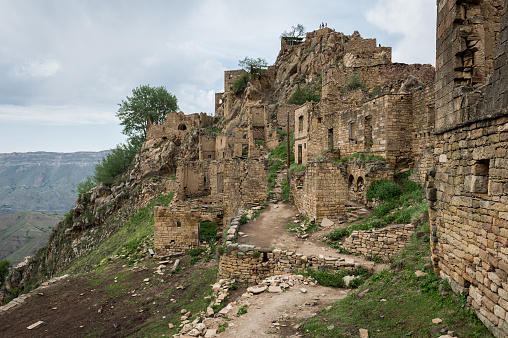 Ancient architecture, peak, mountain, Dagestan, ruins, Gamsutl, Dagestan, Caucasus, village, old aul