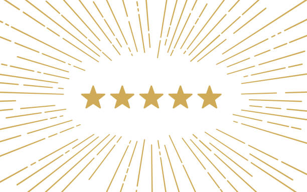 Five Star Review Rating Background Five star review gold background dash out abstract design. luxury hotel stock illustrations