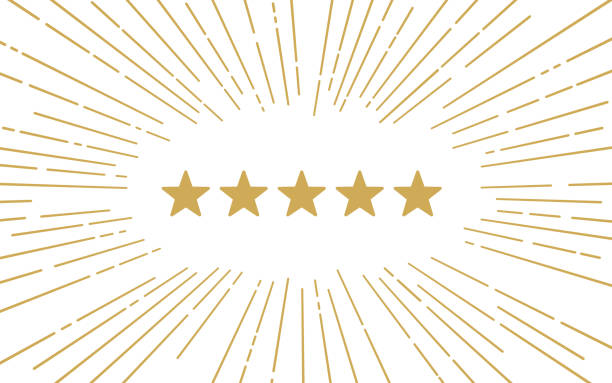 Five Star Review Rating Background Five star review gold background dash out abstract design. first class stock illustrations