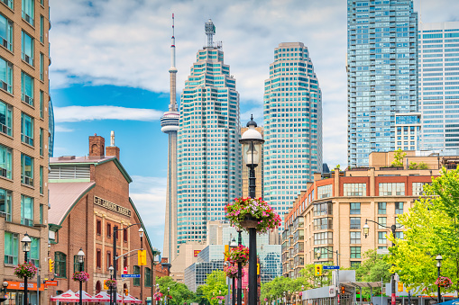 St Lawrence Market District in downtown Toronto Ontario Canada on a sunny day.