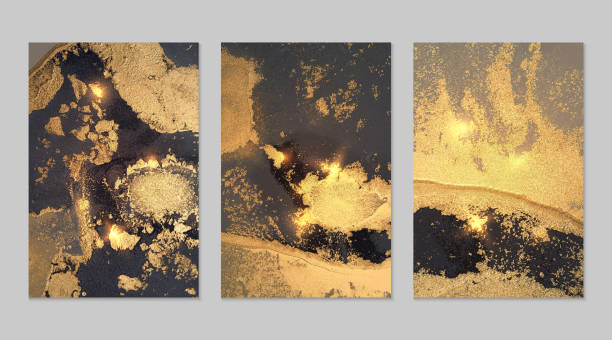 istock Marble set of gold, black and gray backgrounds with texture 1327548438