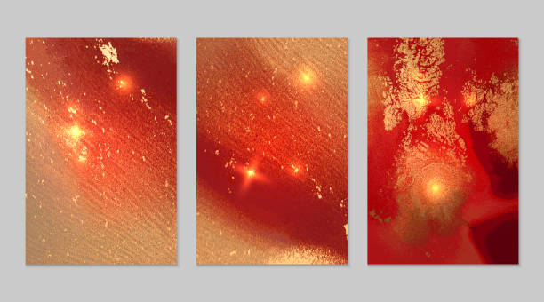 istock Marble set of gold and warm red backgrounds with texture 1327548444