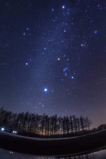 This is a winter starlit sky at Nobeyama highland in Nagano prefecture, Japan.\nNobeyama highland is located near Kiyosato highland, it is well known as a tourist destination in this prefecture, especially summer season.\nBut of course, winter season is also beautiful.