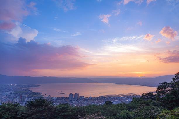 Summer sunset scenery from Tateishi park in Nagano prefecture, Japan This is a summer sunset scenery from Tateishi park in Nagano prefecture, Japan.
Tateishi park is located in Suwa area, it is well known as a tourist destination in this prefecture, especially summer season. suwa lake photos stock pictures, royalty-free photos & images