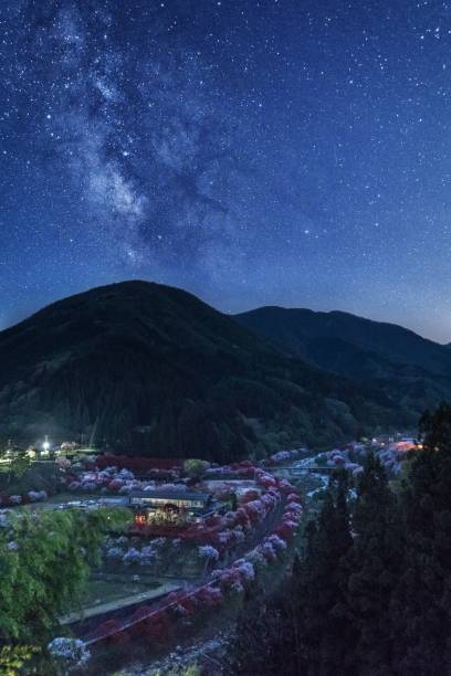 Spring night sky at Achi village in Nagano prefecture, Japan