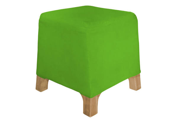 istock Green fabric padded low stool isolated on white background 1327559387