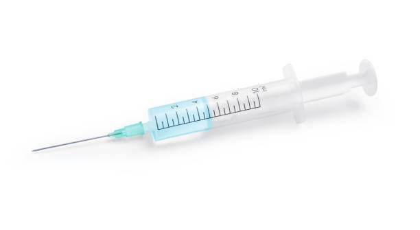 istock Medical syringe isolated on white background 1327577426