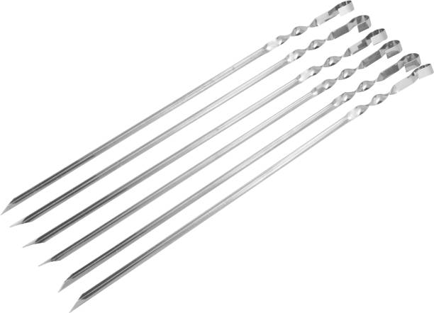 istock Stainless steel BBQ skewers isolated on white 1327578728