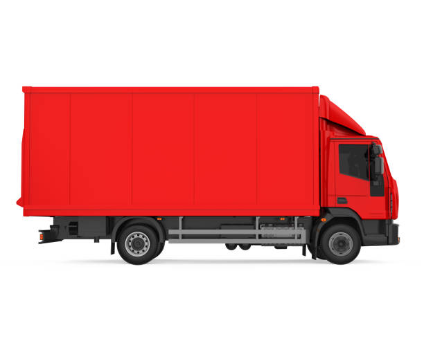 istock Red Delivery Truck Isolated 1327581729