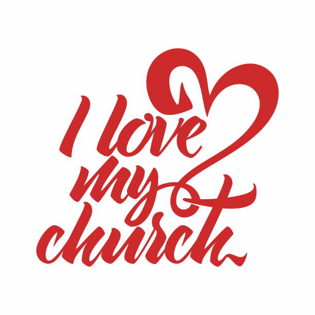 istock Bible lettering. Christian art. I love my church. 1327582036