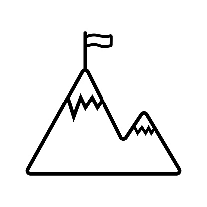 Mountain icon design template, Goal icon vector with outline style.