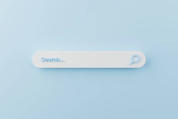 istock Minimal style design search bar on light blue background. Searching information data on internet networking concept. 3d illustration 1327589768