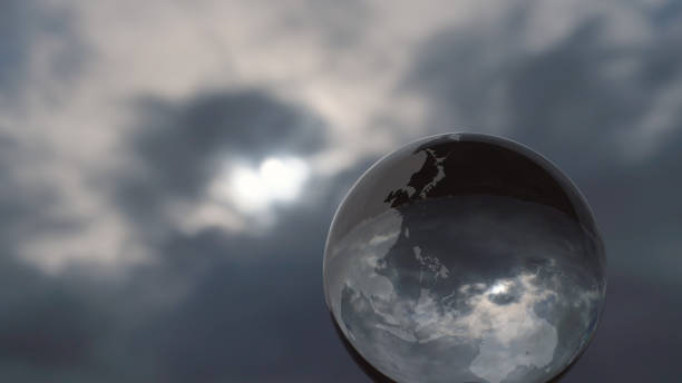 Glass Earth with a dramatic cloud background. stock photo