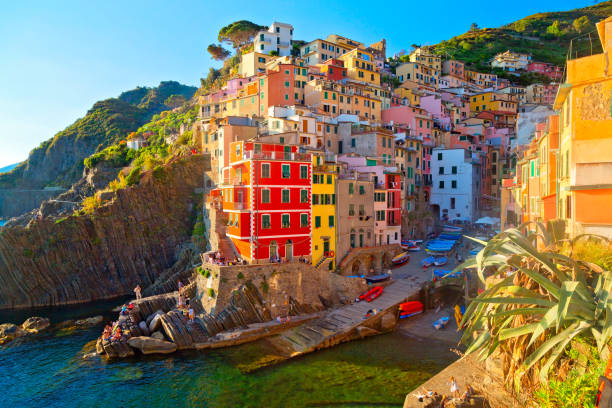 Beautiful city of Riomaggiore in the Cinque Terre, Italy Beautiful city of Riomaggiore in Liguria, Italy portofino stock pictures, royalty-free photos & images