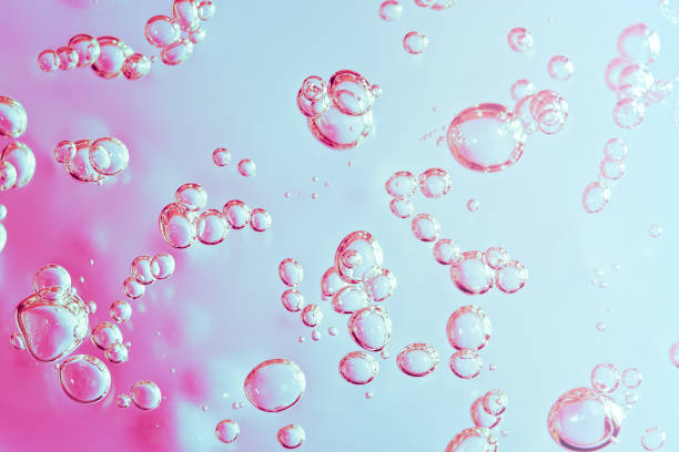 istock Close up macro Aloe vera gel cosmetic texture neon background with bubbles. 1327597658