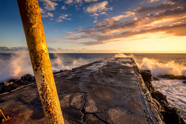 jetty  in Saint Pierre, La Reunion island, Indian Ocean, april 26, 2016,  Saint Pierre, France