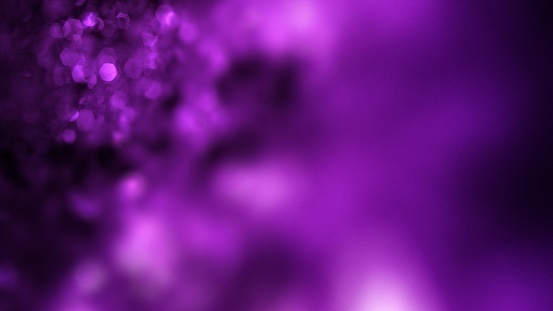 Abstract purple horizontal copy space banner background template with defocused bokeh glints. Elegant 3D illustration concept for announcement insert in social media video blog or festive presentation