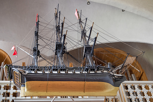 Model of a sailing ship in the Abby Church from 1419 in Nykøbing Falster - this kind of models are common in Danish churches