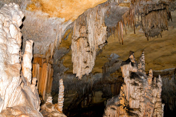 Dripstone cave with stalactites and stalagmites