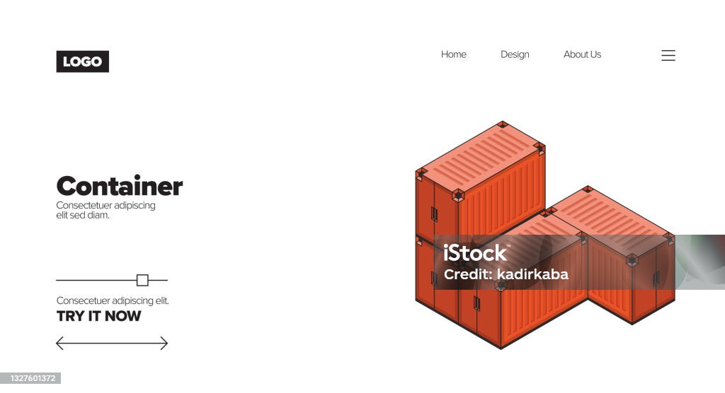Container Example Poster Container Transportation Concept Isometric Web Banner Three Dimensional ...