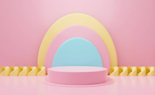 istock Cute 3d rendering for pedestal winner, stage, cylinder box, product mockup design. Display podium on pastel pink background abstract geometric in studio scene. Creative ideas minimal summer. 1327608348