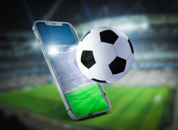 istock Mobile sports match. 3d illustration. 1327608673