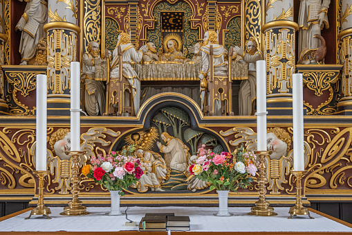 The altar in the cathedral in the Danish town Maribo, The original church is from 1416 but it has been modernized and expanded since