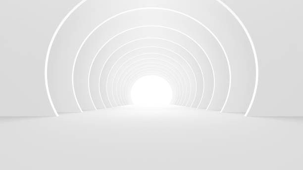 Abstract Modern Minimal White Background - 3D Illustration Abstract Modern Minimal White Round Tunnel Background. Empty Space For Text Or Logo. winners podium photos stock pictures, royalty-free photos & images