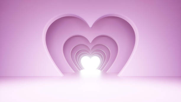 istock Modern Minimal Pink Heart Shaped Background - 3D Illustration 1327614223