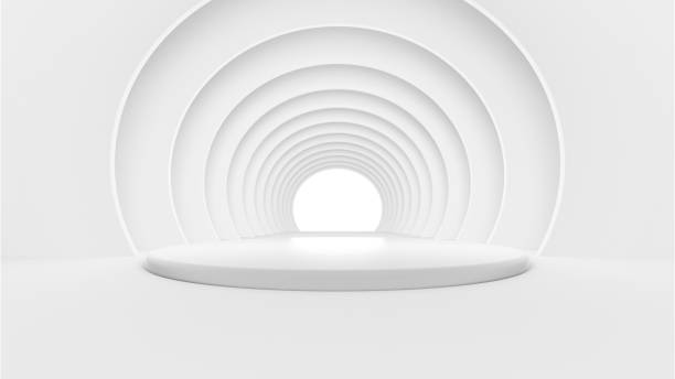 istock Abstract Modern Minimal White Background With Pedestal - 3D Illustration 1327614224