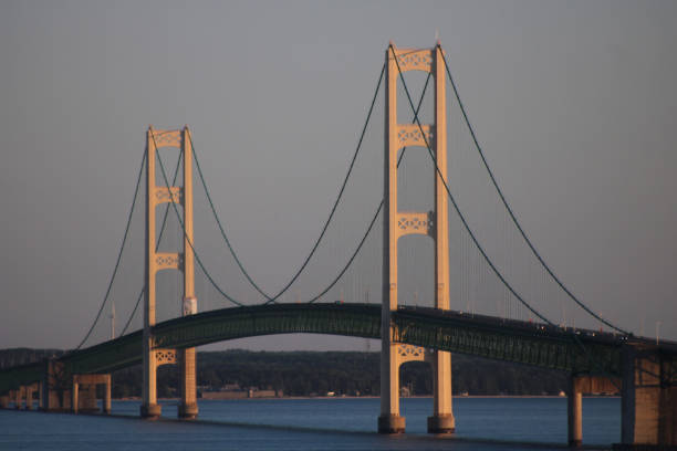 istock Mackinaw bridge at dusk 1327615685