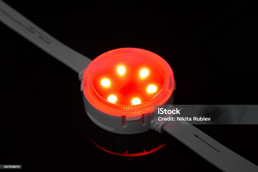 Circular Led Module Red Big Red Round Led Modules On Black Background Stock Photo - Download ...