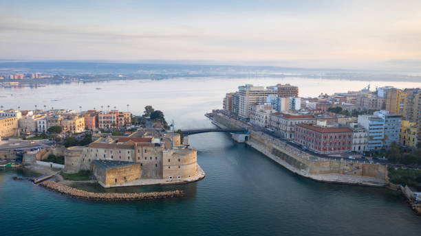 Aerial view of Taranto city, Puglia. Italy Aerial view of Taranto city, Puglia. Italy taranto stock pictures, royalty-free photos & images