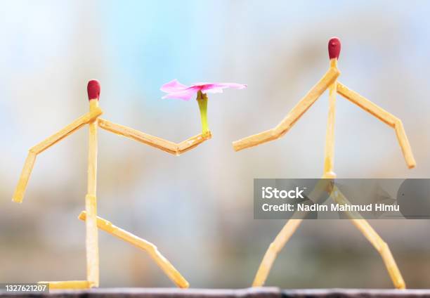 Matchstick Art Photography Used Matchsticks To Create The Character Best Ever Proposal Stock Photo - Download Image Now