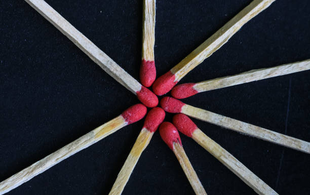istock Group of red head matchsticks for wallpaper. 1327621864