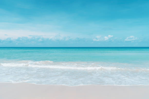 istock Beautiful tropical beach with blue sky and white clouds abstract texture background. 1327621937