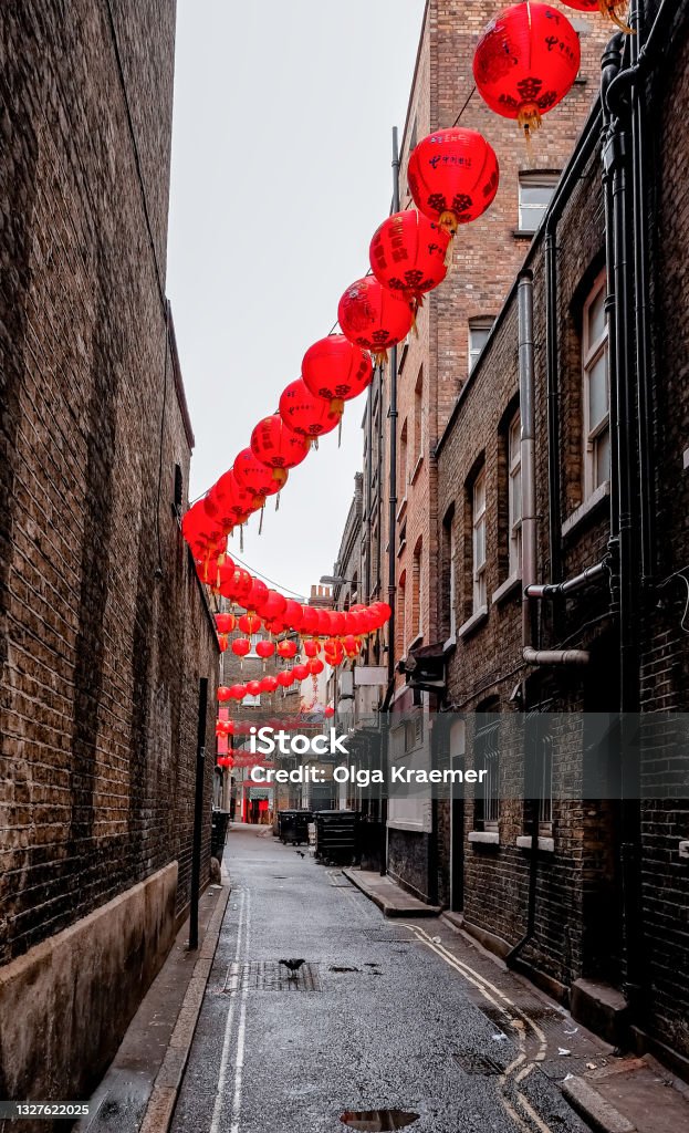 red lampion in chinatown red lampion in chinatown, london Chinese New Year Stock Photo