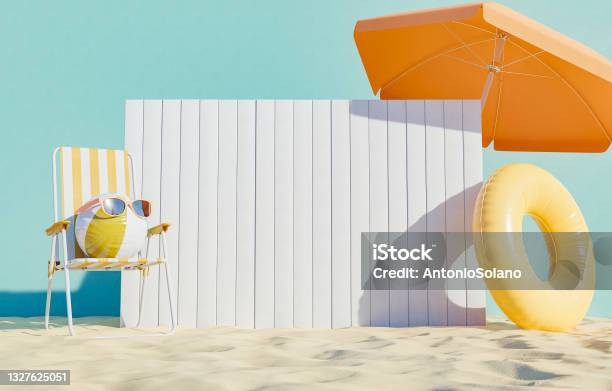 Signboard On Beach Stock Photo - Download Image Now - Summer, Beach, Sale