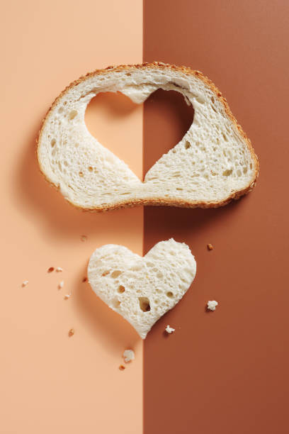 Bread with a heart-shaped cut