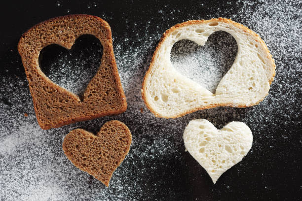 Bread with a heart-shaped cut